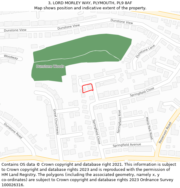 3, LORD MORLEY WAY, PLYMOUTH, PL9 8AF: Location map and indicative extent of plot