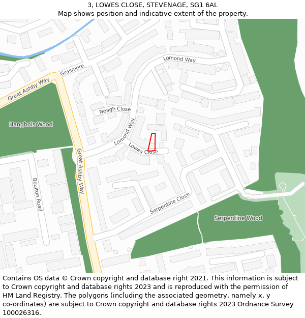 3, LOWES CLOSE, STEVENAGE, SG1 6AL: Location map and indicative extent of plot