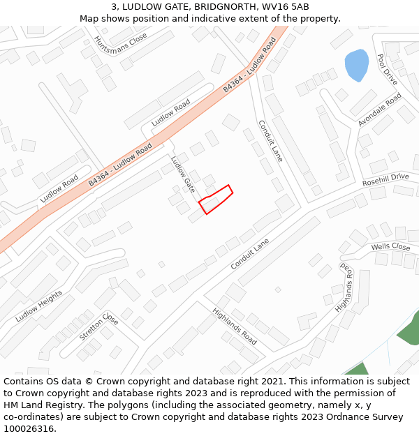 3, LUDLOW GATE, BRIDGNORTH, WV16 5AB: Location map and indicative extent of plot