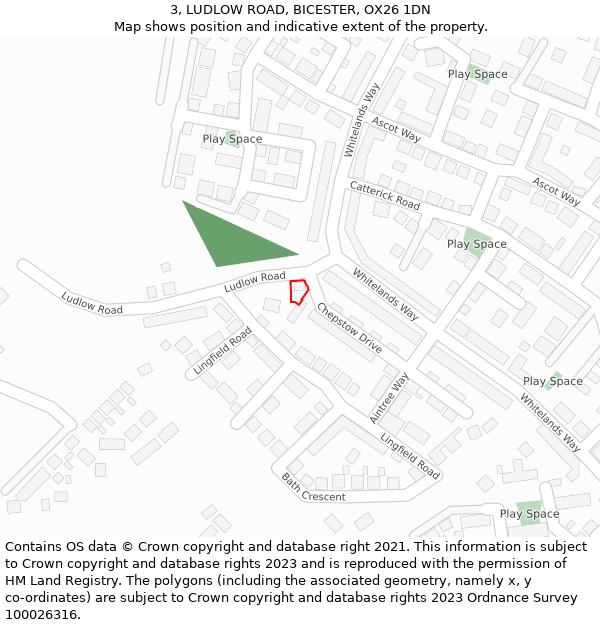 3, LUDLOW ROAD, BICESTER, OX26 1DN: Location map and indicative extent of plot