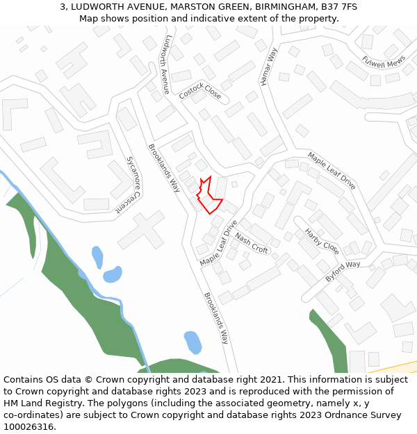 3, LUDWORTH AVENUE, MARSTON GREEN, BIRMINGHAM, B37 7FS: Location map and indicative extent of plot