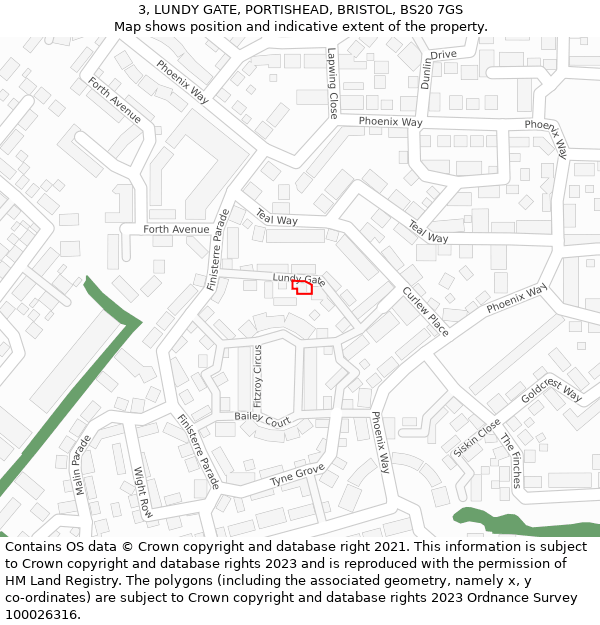 3, LUNDY GATE, PORTISHEAD, BRISTOL, BS20 7GS: Location map and indicative extent of plot