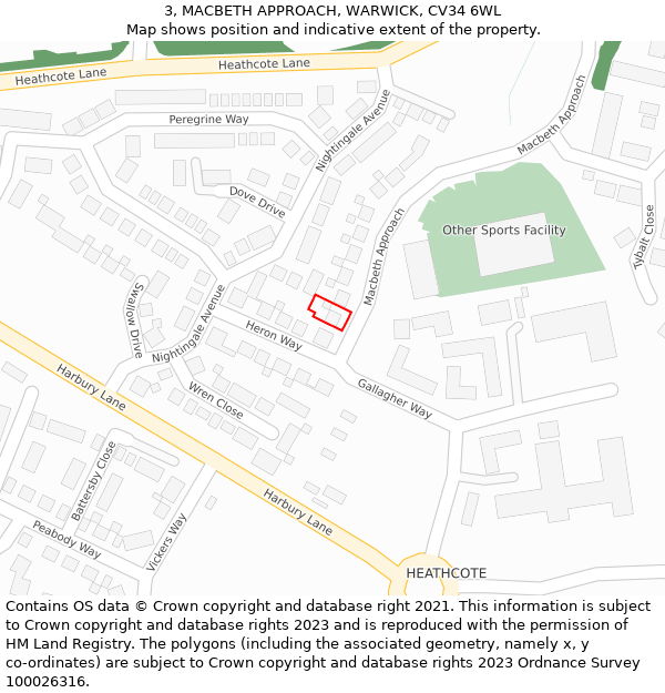 3, MACBETH APPROACH, WARWICK, CV34 6WL: Location map and indicative extent of plot