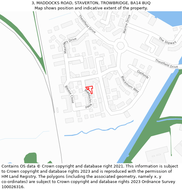 3, MADDOCKS ROAD, STAVERTON, TROWBRIDGE, BA14 8UQ: Location map and indicative extent of plot