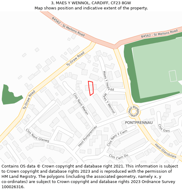 3, MAES Y WENNOL, CARDIFF, CF23 8GW: Location map and indicative extent of plot