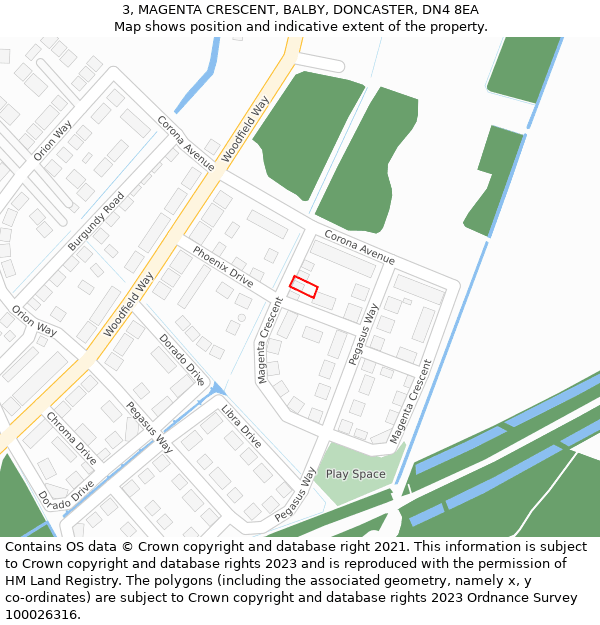 3, MAGENTA CRESCENT, BALBY, DONCASTER, DN4 8EA: Location map and indicative extent of plot