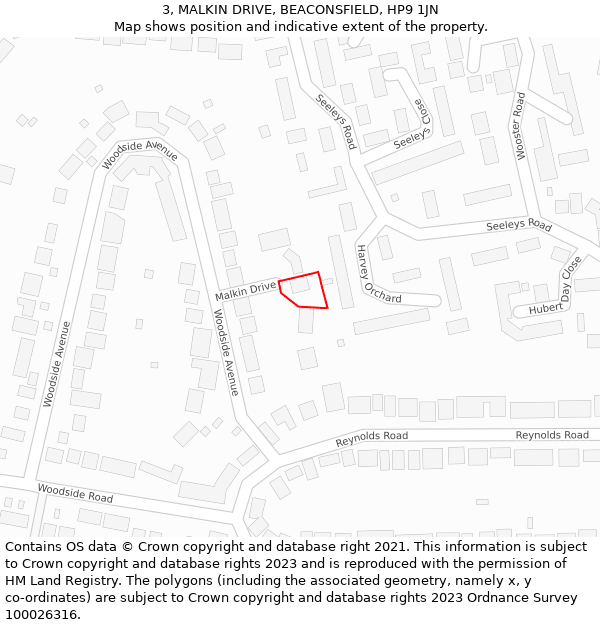 3, MALKIN DRIVE, BEACONSFIELD, HP9 1JN: Location map and indicative extent of plot