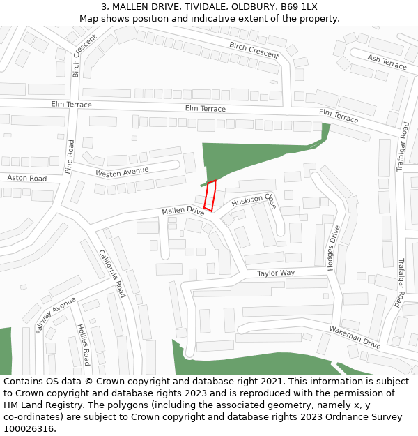 3, MALLEN DRIVE, TIVIDALE, OLDBURY, B69 1LX: Location map and indicative extent of plot