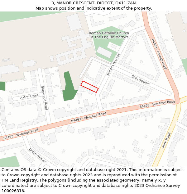 3, MANOR CRESCENT, DIDCOT, OX11 7AN: Location map and indicative extent of plot