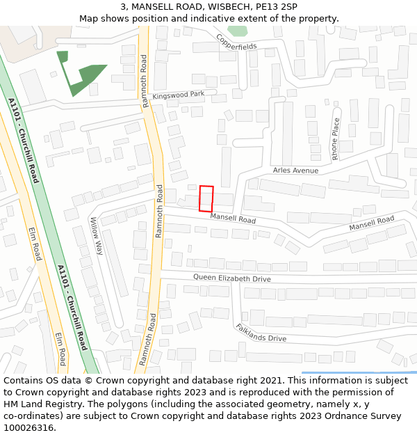 3, MANSELL ROAD, WISBECH, PE13 2SP: Location map and indicative extent of plot