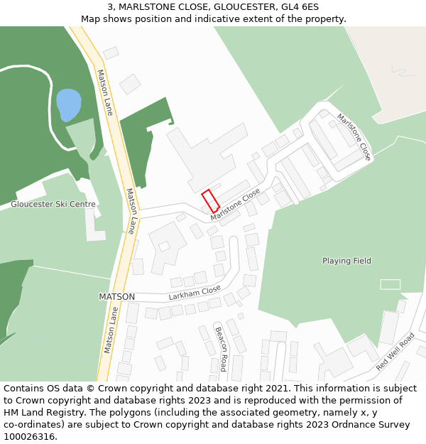3, MARLSTONE CLOSE, GLOUCESTER, GL4 6ES: Location map and indicative extent of plot