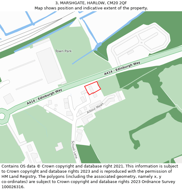 3, MARSHGATE, HARLOW, CM20 2QF: Location map and indicative extent of plot