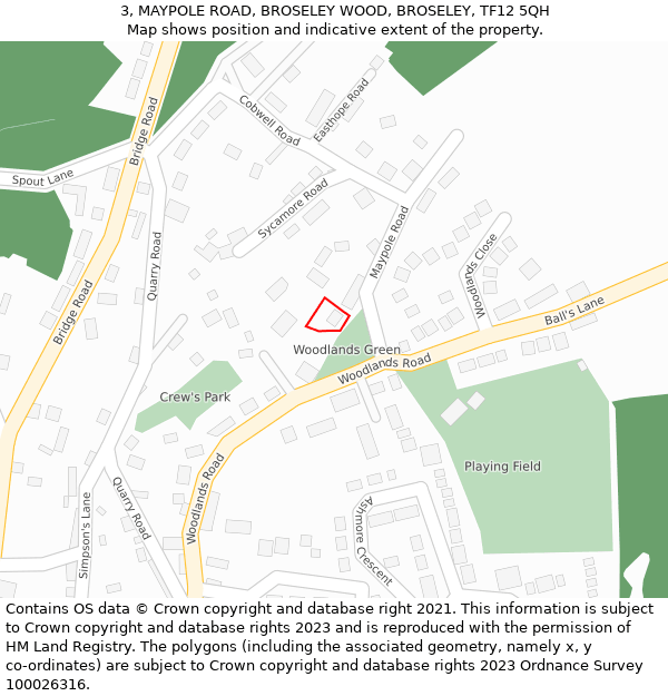 3, MAYPOLE ROAD, BROSELEY WOOD, BROSELEY, TF12 5QH: Location map and indicative extent of plot