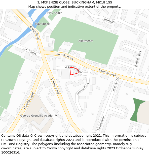 3, MCKENZIE CLOSE, BUCKINGHAM, MK18 1SS: Location map and indicative extent of plot