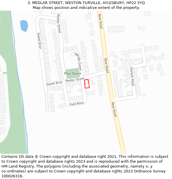 3, MEDLAR STREET, WESTON TURVILLE, AYLESBURY, HP22 5YQ: Location map and indicative extent of plot