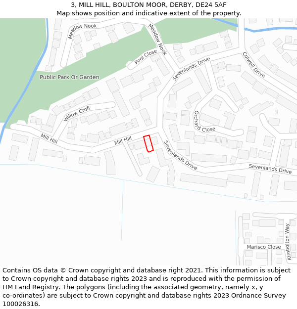 3, MILL HILL, BOULTON MOOR, DERBY, DE24 5AF: Location map and indicative extent of plot