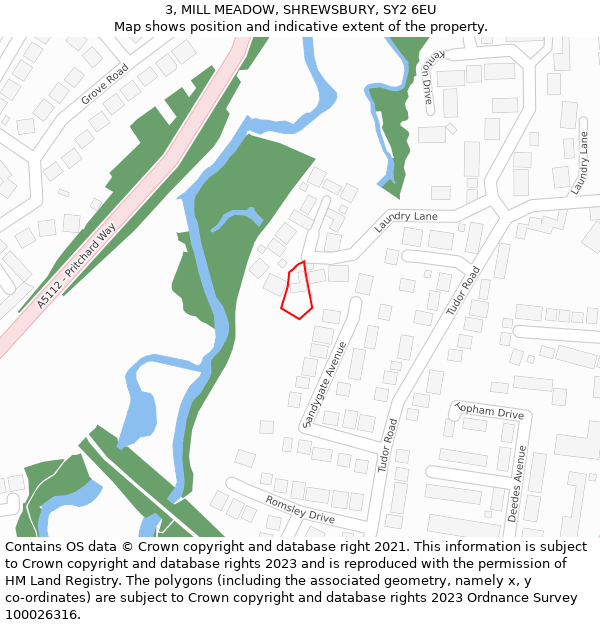 3, MILL MEADOW, SHREWSBURY, SY2 6EU: Location map and indicative extent of plot