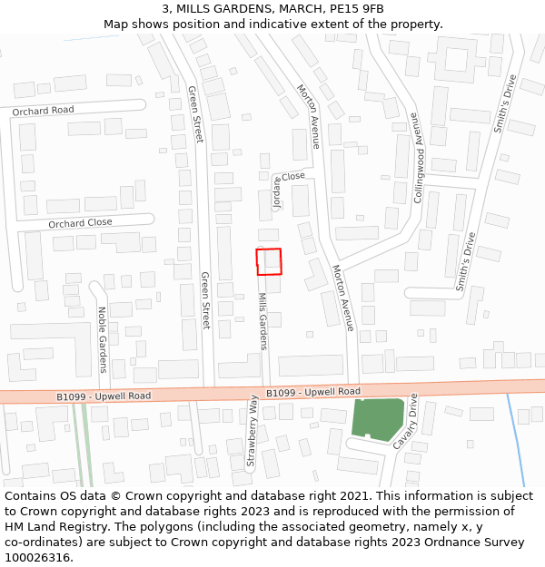 3, MILLS GARDENS, MARCH, PE15 9FB: Location map and indicative extent of plot