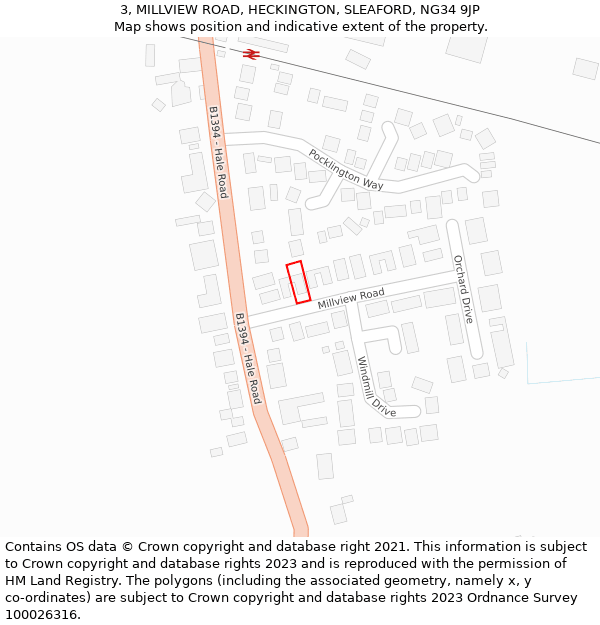 3, MILLVIEW ROAD, HECKINGTON, SLEAFORD, NG34 9JP: Location map and indicative extent of plot