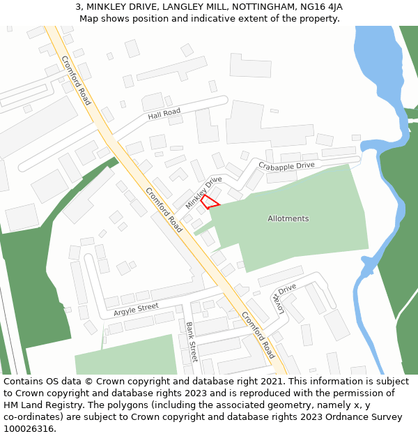 3, MINKLEY DRIVE, LANGLEY MILL, NOTTINGHAM, NG16 4JA: Location map and indicative extent of plot