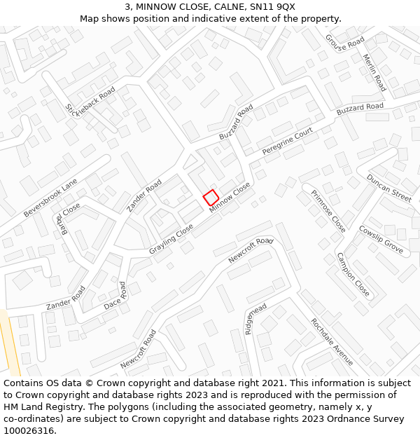 3, MINNOW CLOSE, CALNE, SN11 9QX: Location map and indicative extent of plot