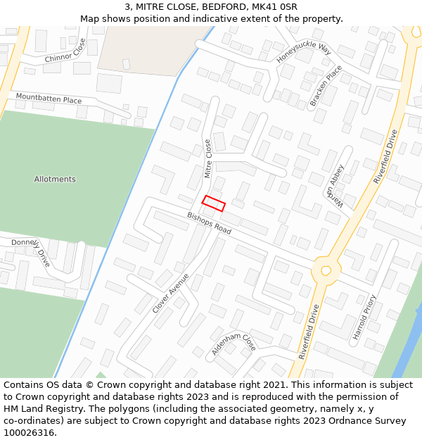 3, MITRE CLOSE, BEDFORD, MK41 0SR: Location map and indicative extent of plot