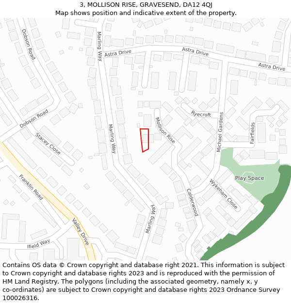 3, MOLLISON RISE, GRAVESEND, DA12 4QJ: Location map and indicative extent of plot