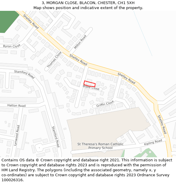 3, MORGAN CLOSE, BLACON, CHESTER, CH1 5XH: Location map and indicative extent of plot