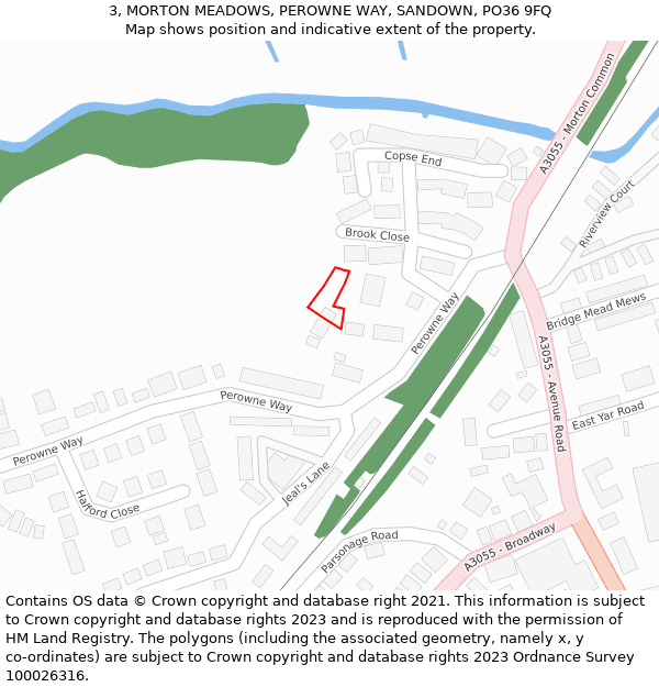 3, MORTON MEADOWS, PEROWNE WAY, SANDOWN, PO36 9FQ: Location map and indicative extent of plot