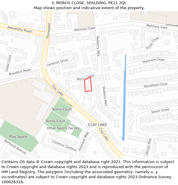3, MORUS CLOSE, SPALDING, PE11 2QL: Location map and indicative extent of plot