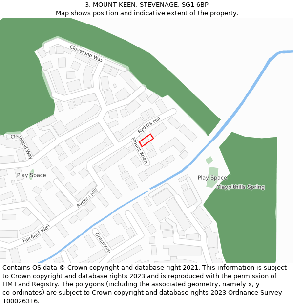 3, MOUNT KEEN, STEVENAGE, SG1 6BP: Location map and indicative extent of plot