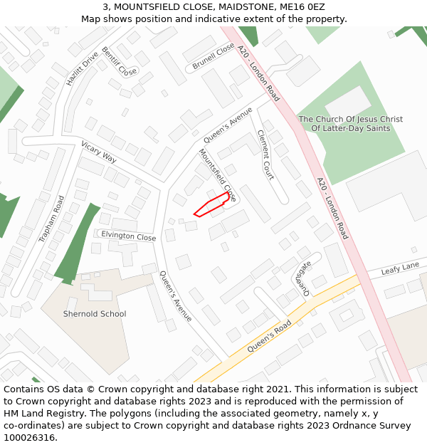 3, MOUNTSFIELD CLOSE, MAIDSTONE, ME16 0EZ: Location map and indicative extent of plot