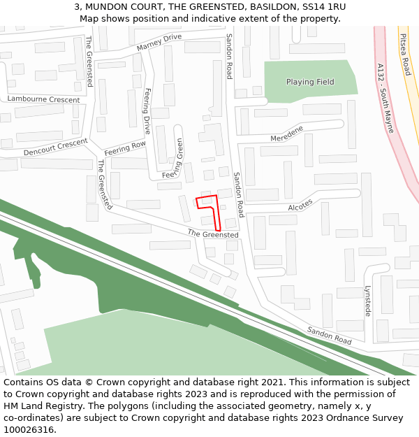 3, MUNDON COURT, THE GREENSTED, BASILDON, SS14 1RU: Location map and indicative extent of plot