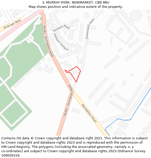 3, MURRAY PARK, NEWMARKET, CB8 9BU: Location map and indicative extent of plot