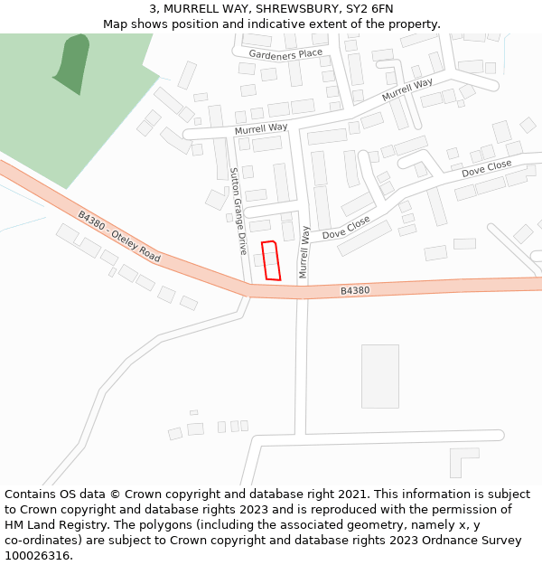 3, MURRELL WAY, SHREWSBURY, SY2 6FN: Location map and indicative extent of plot