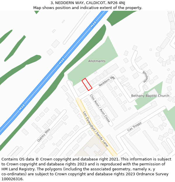 3, NEDDERN WAY, CALDICOT, NP26 4NJ: Location map and indicative extent of plot