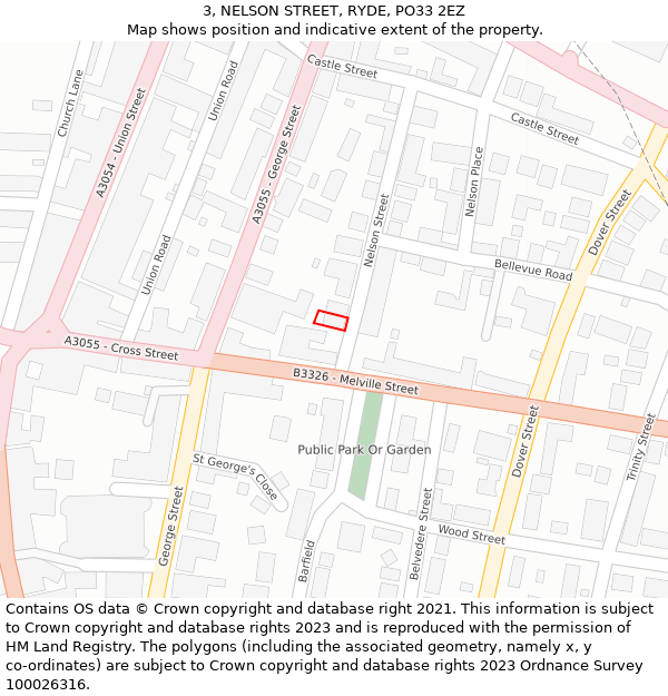 3, NELSON STREET, RYDE, PO33 2EZ: Location map and indicative extent of plot