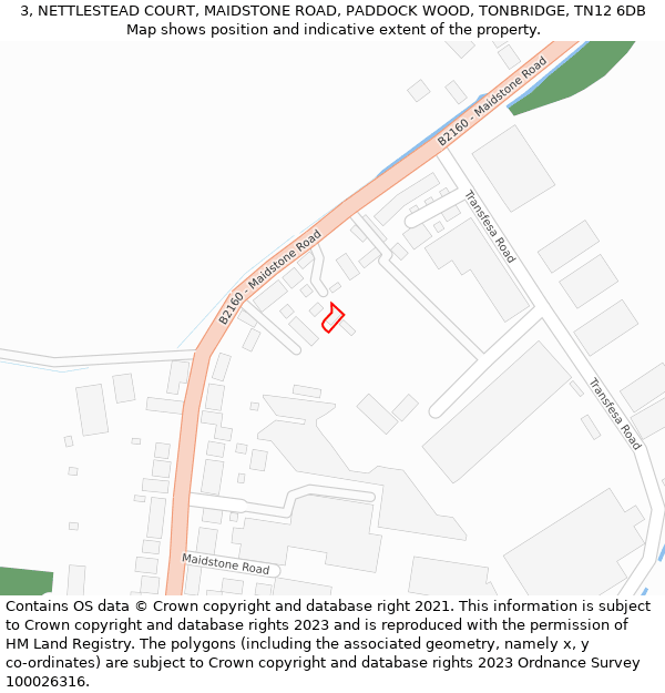 3, NETTLESTEAD COURT, MAIDSTONE ROAD, PADDOCK WOOD, TONBRIDGE, TN12 6DB: Location map and indicative extent of plot