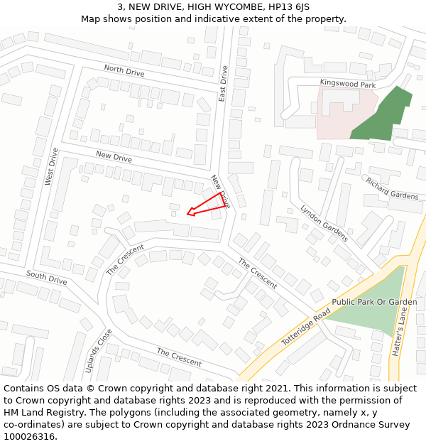 3, NEW DRIVE, HIGH WYCOMBE, HP13 6JS: Location map and indicative extent of plot