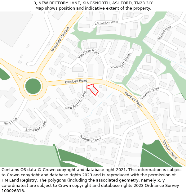 3, NEW RECTORY LANE, KINGSNORTH, ASHFORD, TN23 3LY: Location map and indicative extent of plot