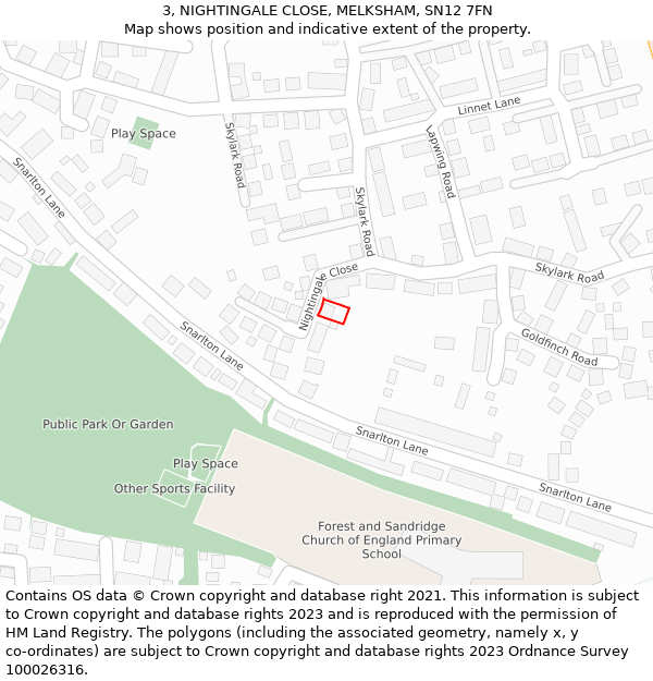 3, NIGHTINGALE CLOSE, MELKSHAM, SN12 7FN: Location map and indicative extent of plot