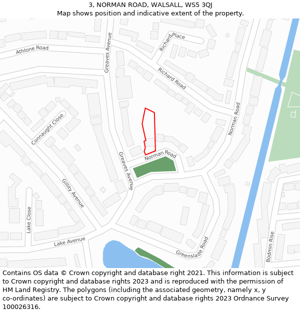 3, NORMAN ROAD, WALSALL, WS5 3QJ: Location map and indicative extent of plot