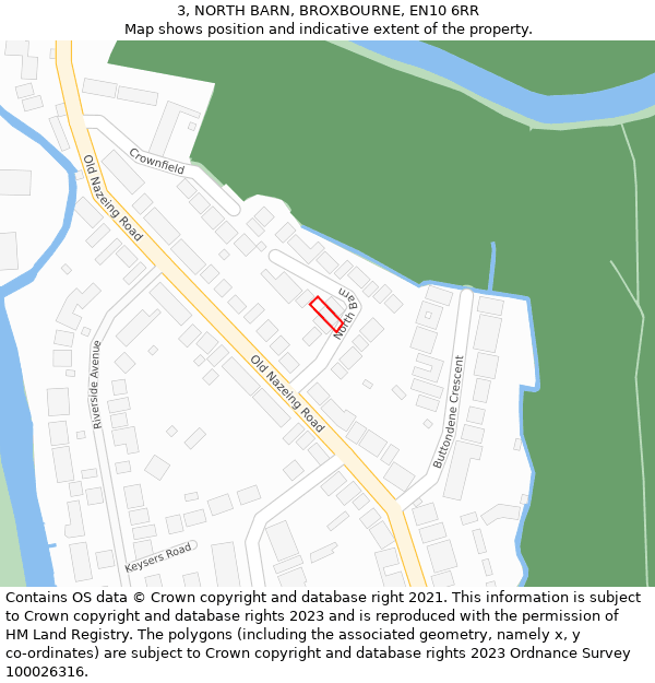 3, NORTH BARN, BROXBOURNE, EN10 6RR: Location map and indicative extent of plot