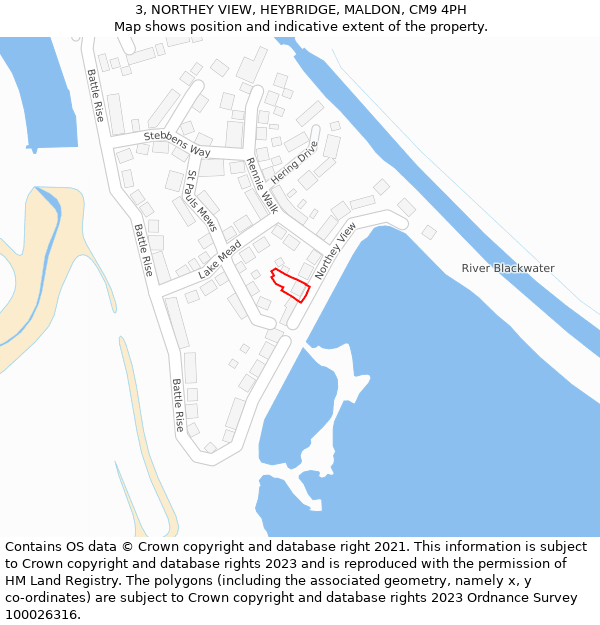3, NORTHEY VIEW, HEYBRIDGE, MALDON, CM9 4PH: Location map and indicative extent of plot