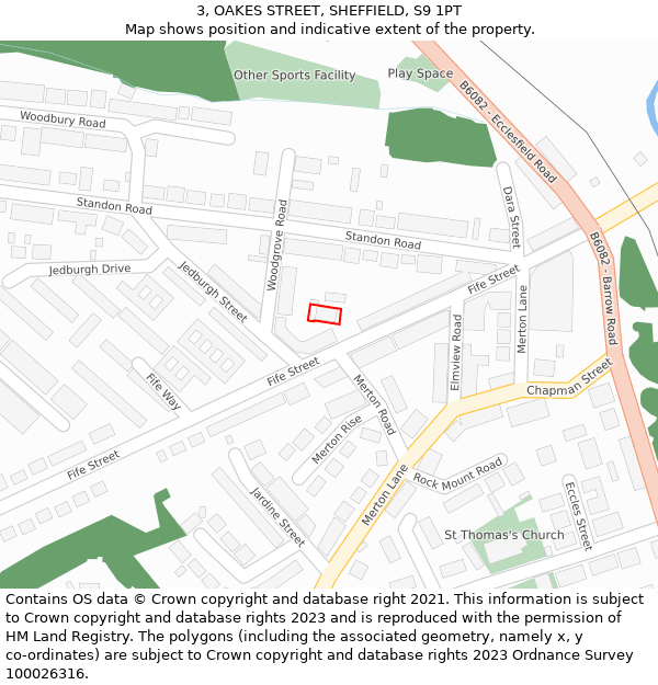 3, OAKES STREET, SHEFFIELD, S9 1PT: Location map and indicative extent of plot