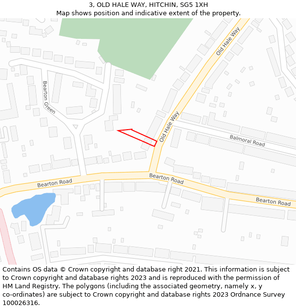 3, OLD HALE WAY, HITCHIN, SG5 1XH: Location map and indicative extent of plot