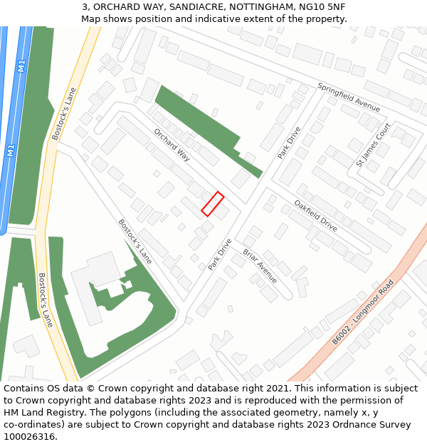 3, ORCHARD WAY, SANDIACRE, NOTTINGHAM, NG10 5NF: Location map and indicative extent of plot