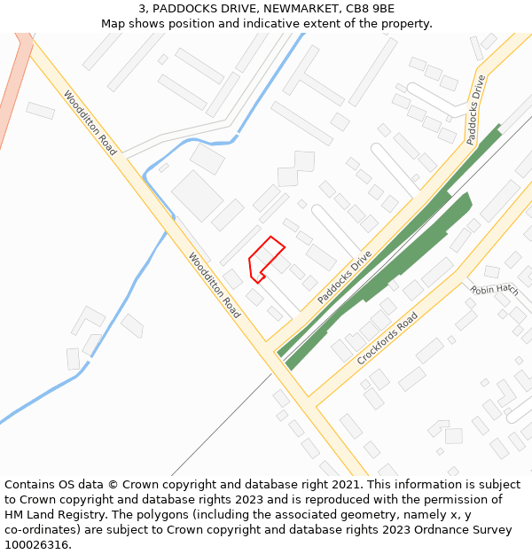 3, PADDOCKS DRIVE, NEWMARKET, CB8 9BE: Location map and indicative extent of plot