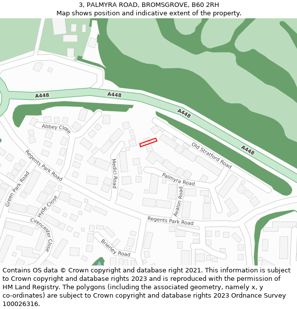 3, PALMYRA ROAD, BROMSGROVE, B60 2RH: Location map and indicative extent of plot