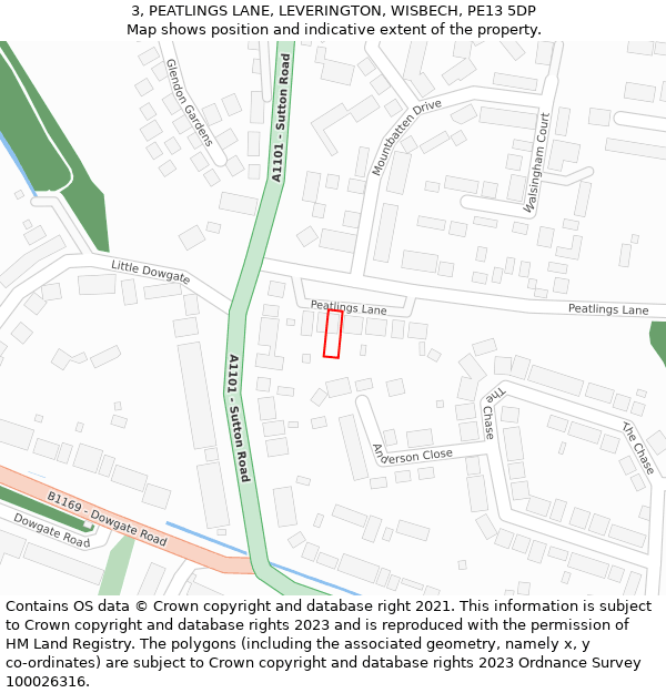 3, PEATLINGS LANE, LEVERINGTON, WISBECH, PE13 5DP: Location map and indicative extent of plot